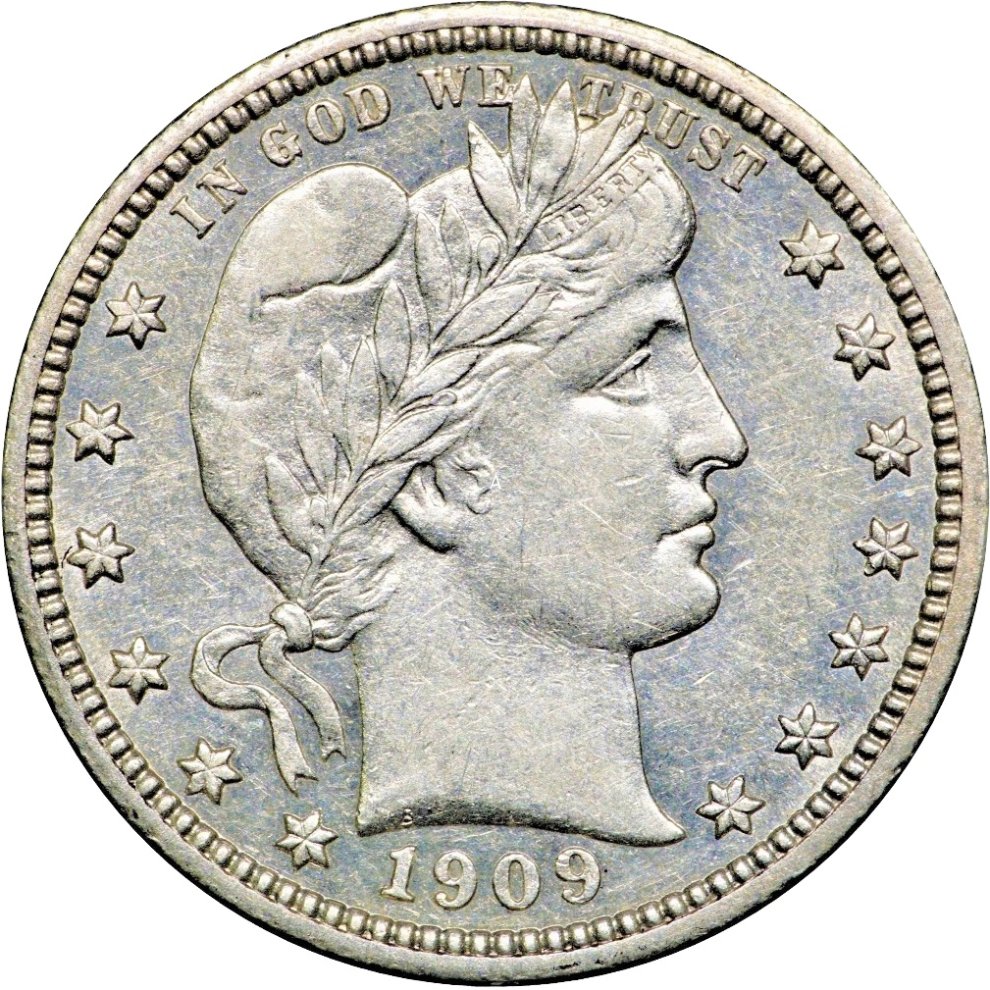 1909-Liberty-Head-Barber-Quarter-#2